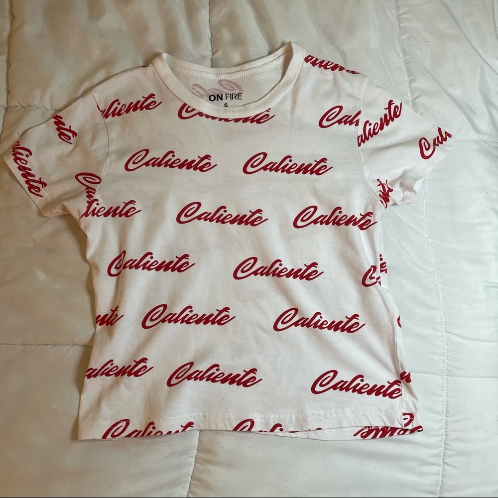 Caliente White and Red Tee Shirt